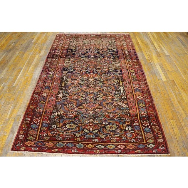 Appreciable Red Ruby Color Wiht Detail Rosette Geometric Pattern Antique Persian Kurdish Rug For Sale - Image 9 of 9