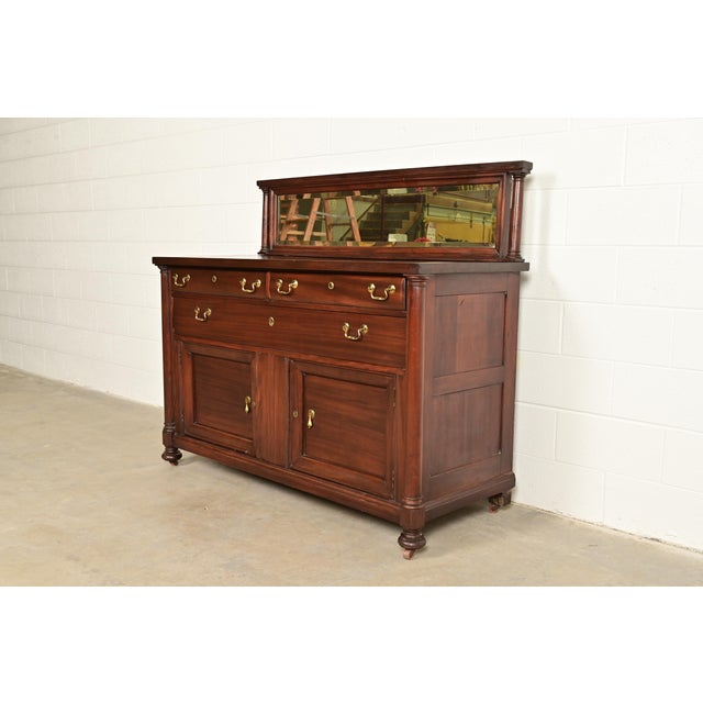 Baker Furniture Company Antique American Empire Mahogany Sideboard With Mirrored Backsplash, Circa 1890s For Sale - Image 4 of 14