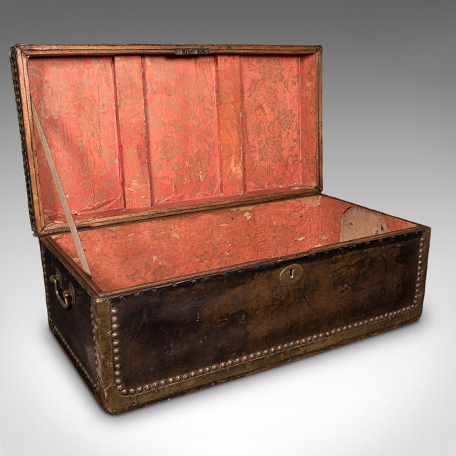 Antique Etonian Steamer Trunk, English, Leather, Travel Chest, Victorian, c.1880 For Sale - Image 4 of 12