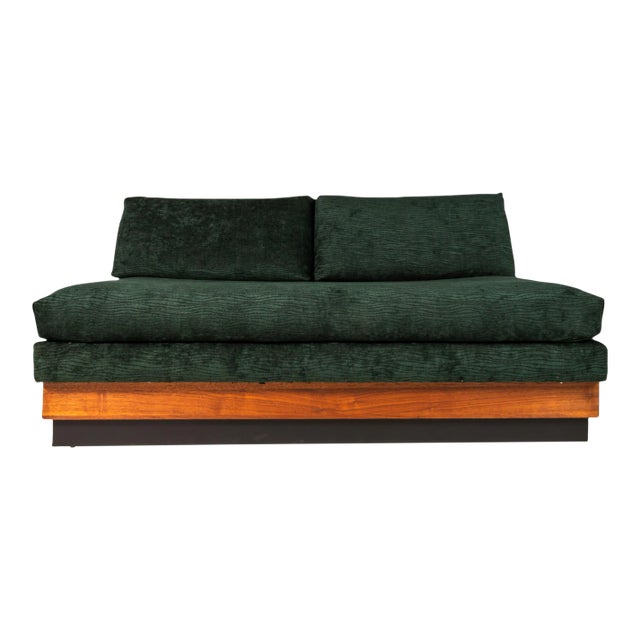 Mid-Century Modern Brutalist Platform Loveseat Sofa in Walnut by Adrian Pearsall for Craft Associates, Usa, 1960's For Sale