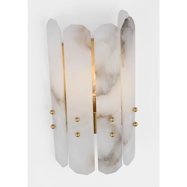 2020s AERIN for Visual Comfort Signature Bonnington Wall Sconce in Hand-Rubbed Antique Brass with Alabaster For Sale - Image 5 of 8
