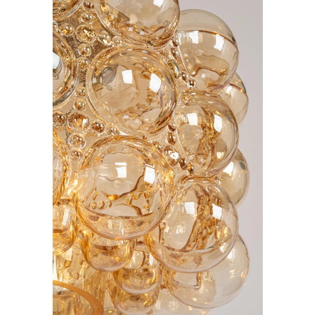 Large Amber Bubble Glass Pendant by Helena Tynell for Limburg, Germany, 1970s For Sale - Image 11 of 16