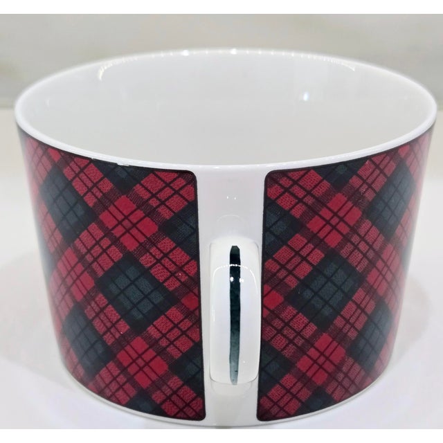 Ceramic Vintage 1990s Sasaki Tartan Cermaic Cups by Charles Roberts, Red & Green Plaid, Made in Japan, Set of 5 For Sale - Image 7 of 9