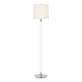 AERIN by Visual Comfort Signature Riga 53" Cordless Floor Lamp in Crystal and Polished Nickel with Linen Shade For Sale
