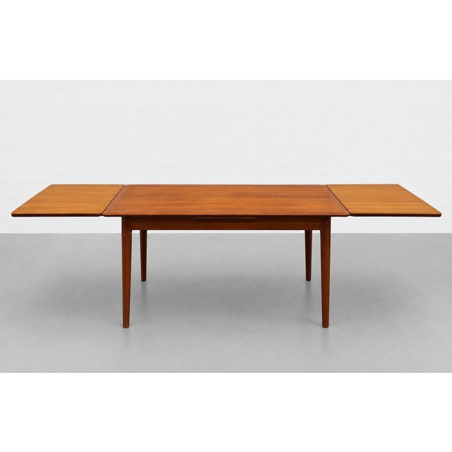 Danish Mid Century Modern Teak Dining Table, Hidden Leaves, C. 1960’s For Sale - Image 13 of 14