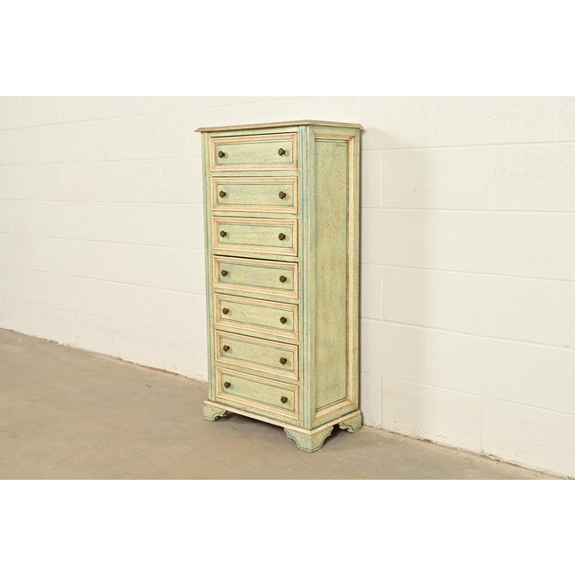Italian Neoclassical Green and Cream Painted Lingerie Chest or Semainier For Sale - Image 16 of 16