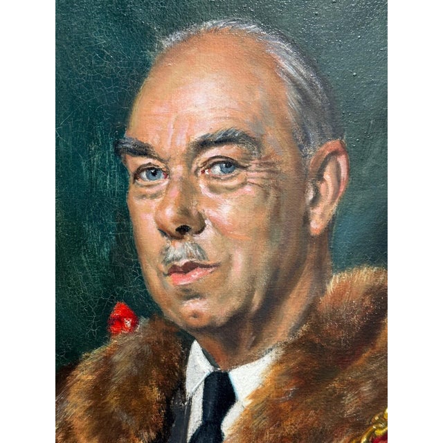 Signed Bernard Hailstone Dated 1957 Mayor of Maidstone British Civic Oil Portrait Scarlet Red Robes For Sale - Image 11 of 18