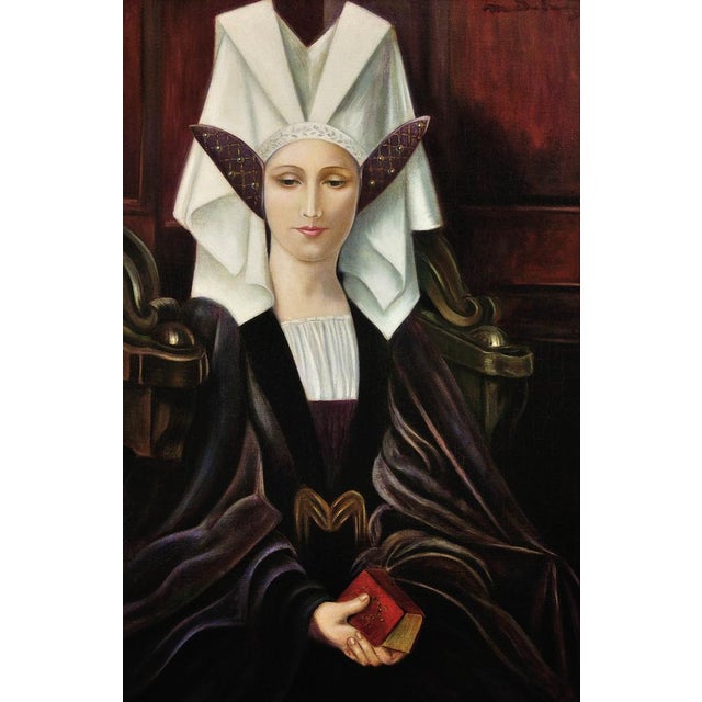 Follower of Edgard Maxence. French ( b.1871 - d.1954 ). Meditation, Circa 1910. Oil On Canvas. Image size 34.4 inches x...