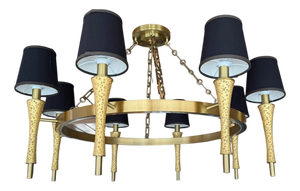 Prosecco Chandelier in Satin Brass with Black Shades by Jamie Drake for Boyd Lighting