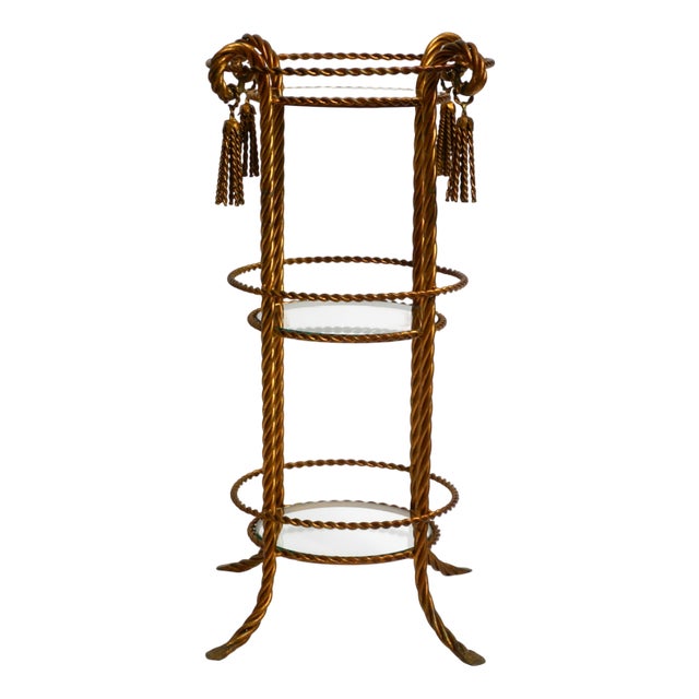 Large Italian Regency Side Table in Gold Plated Metal by Li Puma Firenze, 1960s For Sale