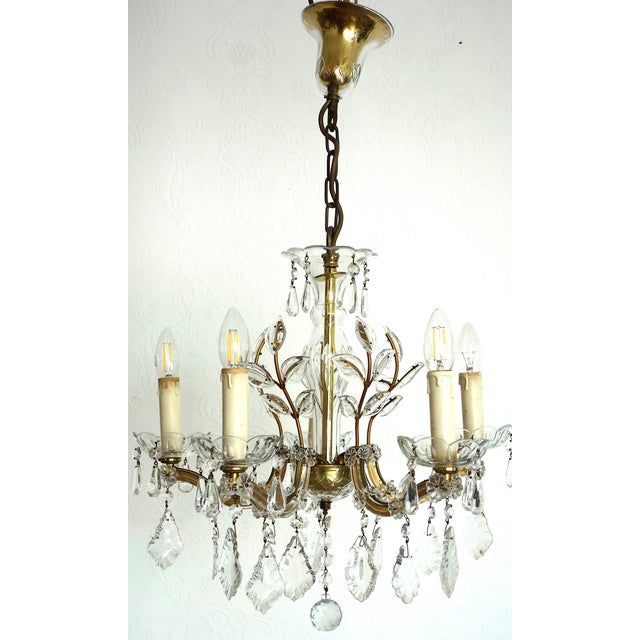 Gold Antique Maria Theresia 5-Light Chandelier from Palwa, 1960s For Sale - Image 8 of 14