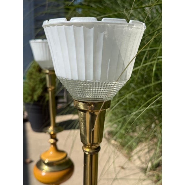 Stiffel 1970s Stiffel Torch Table Lamps, Brass and Enamel- A Pair For Sale - Image 4 of 12