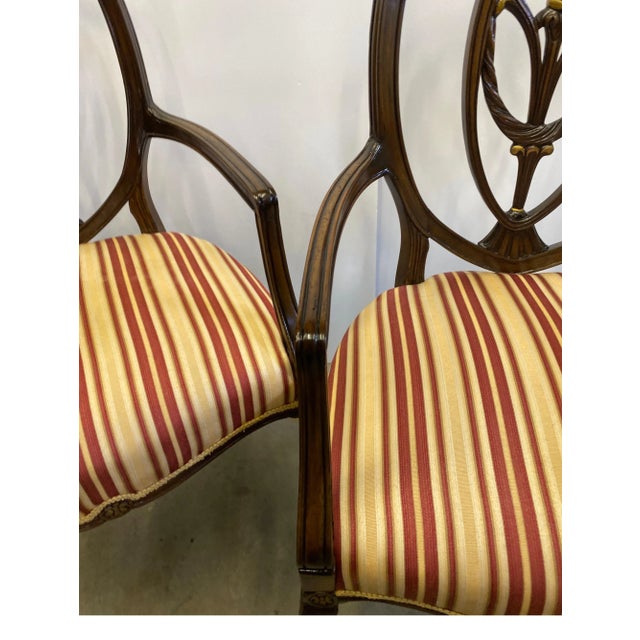 Early 20th Century Carved Mahogany Hepplewhite Shield Back Armchairs - A Pair For Sale - Image 5 of 11