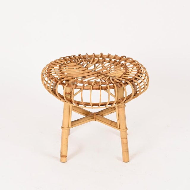 Italian Side Table in Rattan and Bamboo from Franco Albini, 1960s For Sale - Image 9 of 11