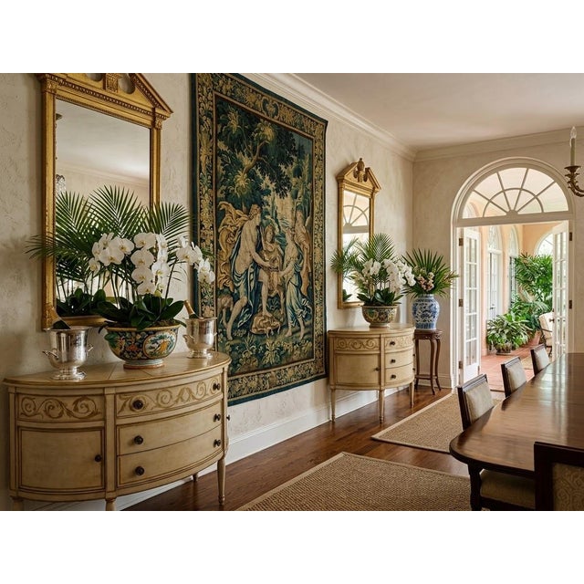 Wood 1990s Pair of Niermann Weeks Hand-Painted Neoclassical Sunburst Demilune Consoles For Sale - Image 7 of 12