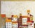 Abstract 20th Century Warm-Toned Abstract Modern Village by the Ocean With Boats Landscape by David Adickes For Sale - Image 3 of 14