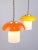 Mid-Century Glass and Brass Mushroom Pendant Lamps, Set of 2 For Sale - Image 4 of 12