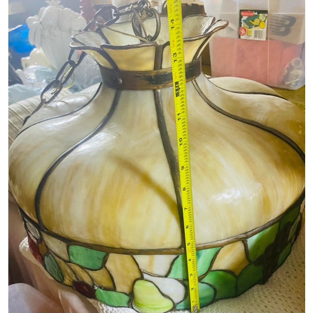 Vintage Large Glass Stained Pendant For Sale - Image 10 of 10