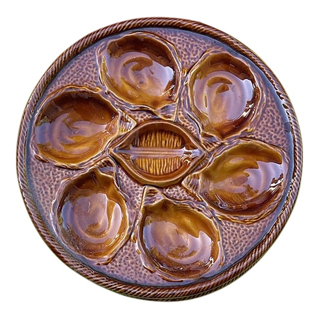 Vintage St Clement French Majolica Oyster Plate For Sale