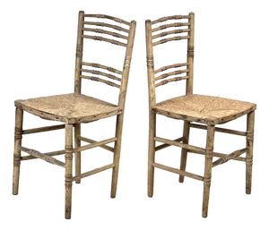 Set of Regency Faux Bamboo and Rush Seat Chairs