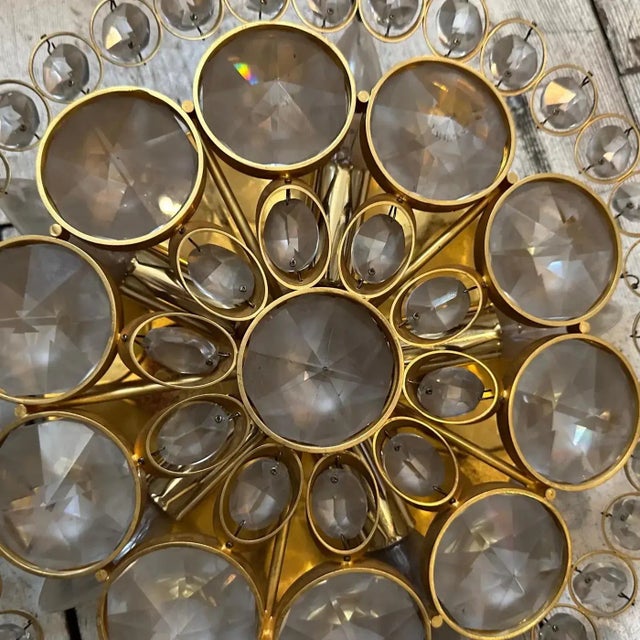 Pair of 1960s Mid-Century Modern Brass and Glass "Starburst" Wall Sconces or Flush Mounts This stunning pair of vintage...