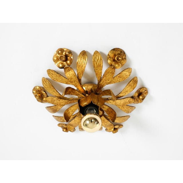 1960s Brutalist Florentine Gold-Plated Iron Ceiling Lamp, 1960s For Sale - Image 5 of 18