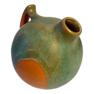 American Hand Crafted Round Pottery Pitcher For Sale