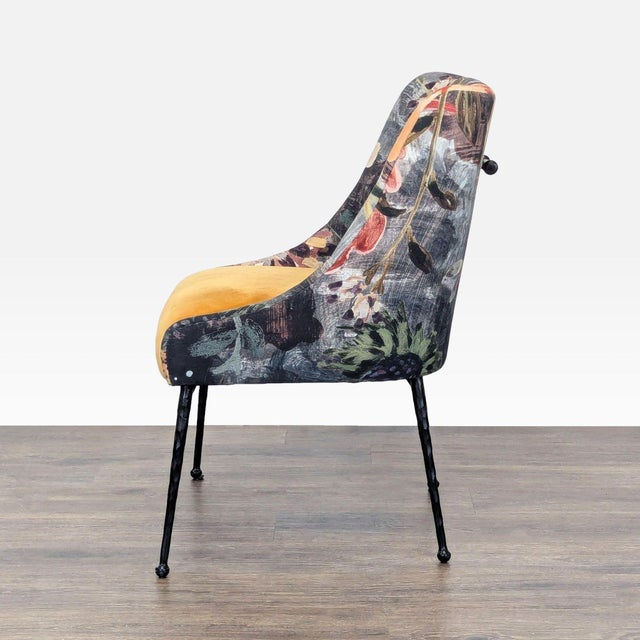 Modern Anthropologie Bara Floral Velvet Lounge Chair With Swan Motif For Sale - Image 3 of 10