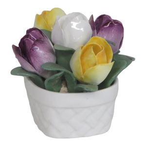 Crown Staffordshire Fine Bone China England Floral Basket January Tulips 4831b