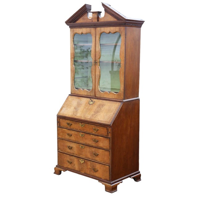 Large Antique Georgian Walnut Secretaire with Bookcase For Sale - Image 10 of 10