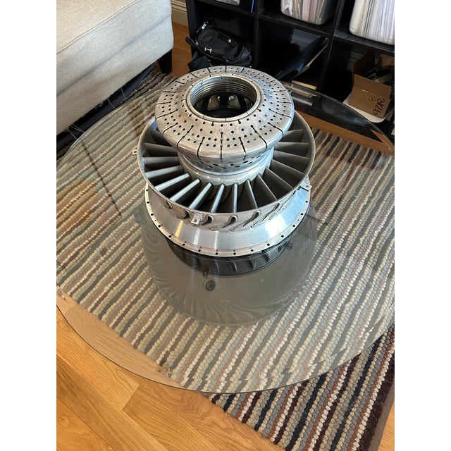 Jet Engine/Turbine Coffee Table W/Round Glass For Sale In Los Angeles - Image 6 of 8