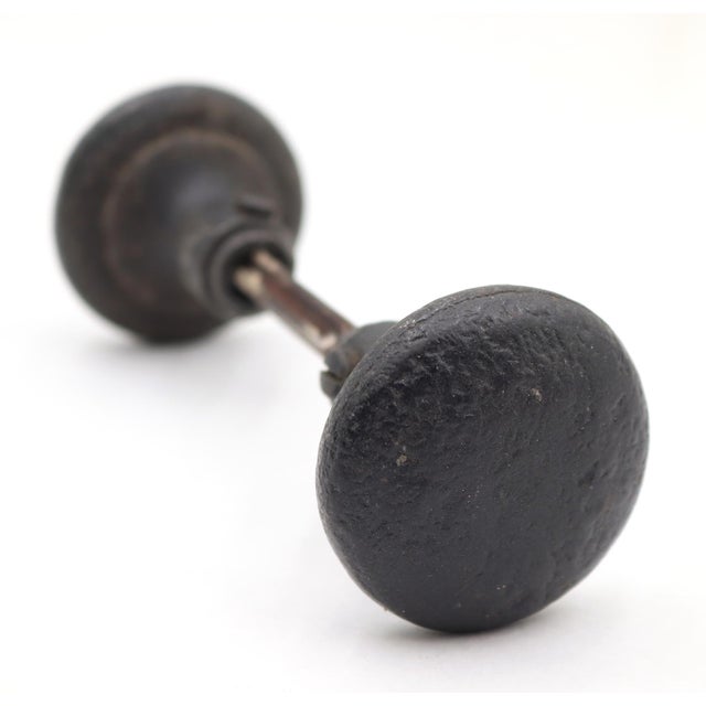 Arts & Crafts Antique Arts & Crafts Hammered Cast Iron Passage Door Knob Set For Sale - Image 3 of 10