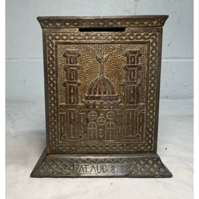 Rare Antique Kyser & Rex Arabian 1882 Cast Iron Still Bank Safe Relief Detail For Sale - Image 10 of 12