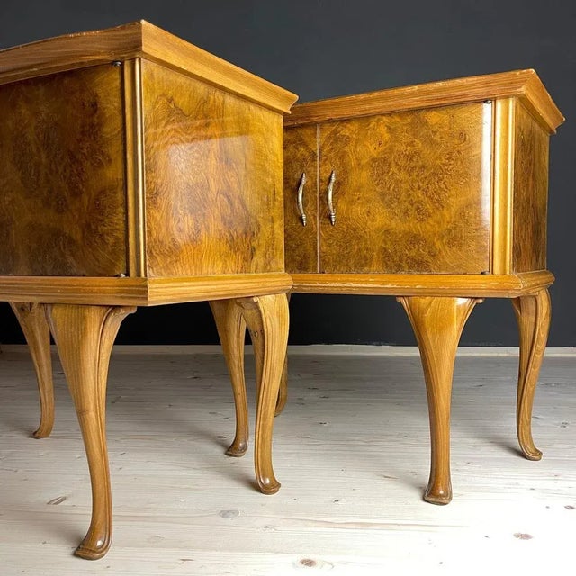 1950s Vintage Wood Nightstands, Italy, 1950s, Set of 2 For Sale - Image 5 of 13