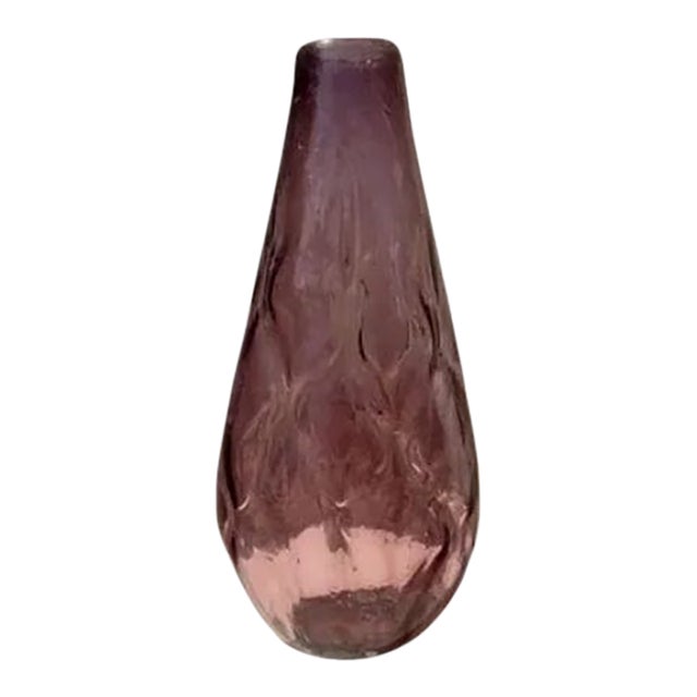 Mid Century Empoli Optic Plum Glass Vase For Sale