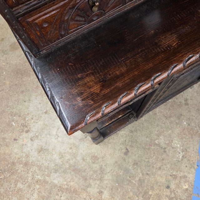 Mid 18th Century Unique Oak Jacobean Revival Carved Display Cabinet For Sale - Image 14 of 18