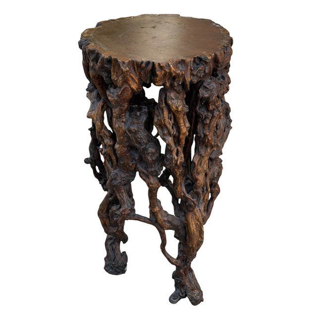 Vintage Carved Natural Tree Root Wood Pedestal.