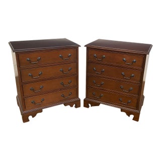 Pair of Traditional Mahogany Nightstands by Leighton Hall - Showroom Samples For Sale