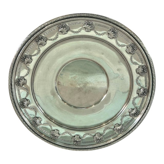 1947 Reed and Barton Silver Plate Pierced Sandwich Plate For Sale