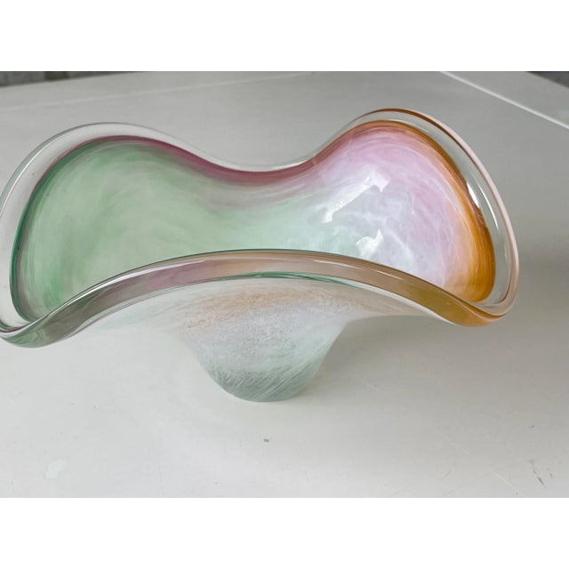 Light Green Mid 20th Century Murano Swirl Art Wave Bowl For Sale - Image 8 of 11
