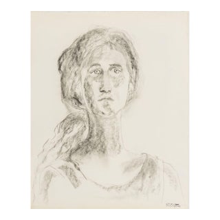 Manfred Schwartz Portrait of a Woman Charcoal For Sale