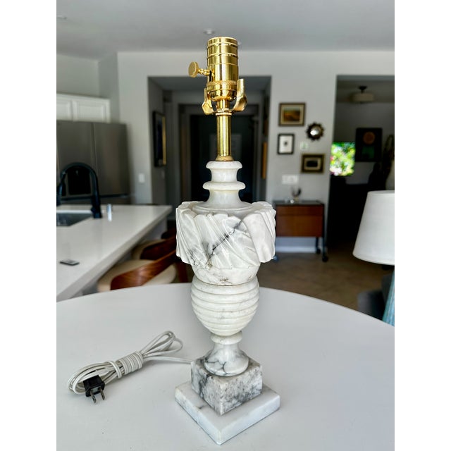 Single Italian Urn Neoclassic Alabaster Table Lamp For Sale - Image 4 of 15