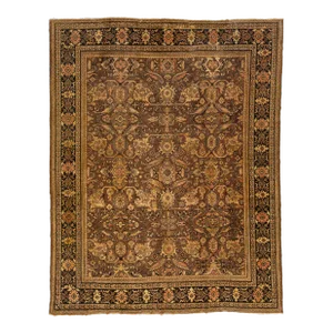 20th Century Vintage Mahal Handmade Persian Wool Rug With Allover Motif in Brown