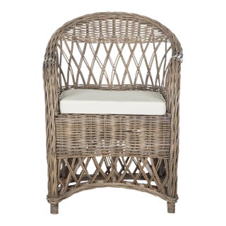 Bailey Wicker Club Chair in Natural For Sale