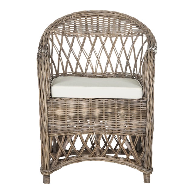 Bailey Wicker Club Chair in Natural For Sale