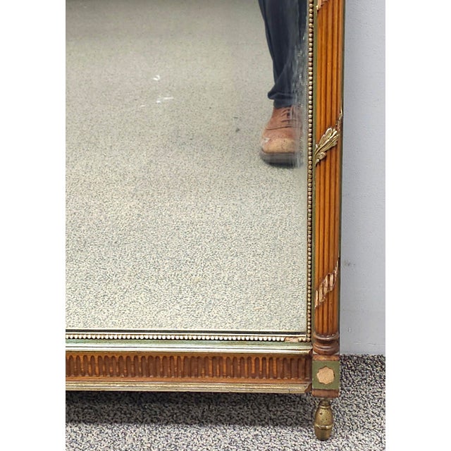 Wood Mid 20th Century Neoclassical Style Fruitwood and Parcel Gilt Frame Ornamental Mirror For Sale - Image 7 of 9