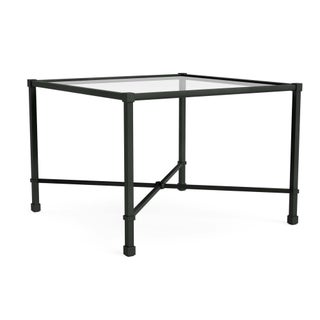 Brown Jordan Venetian 26" Square Occasional Table - Glass Top in Black Jade For Sale