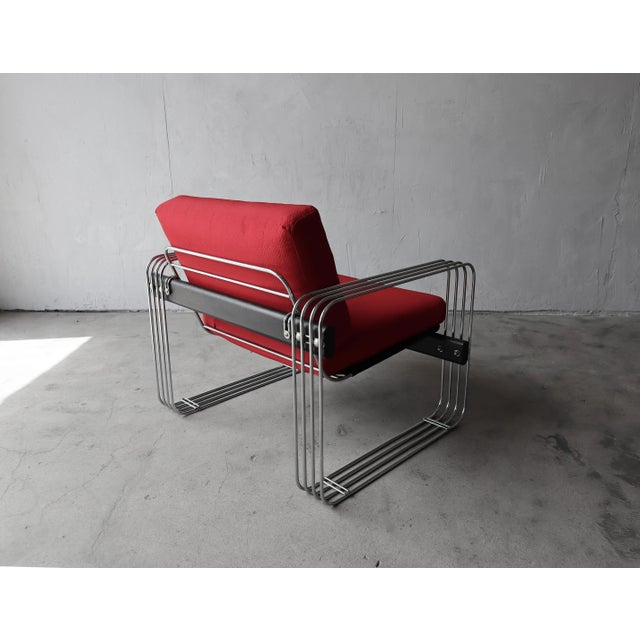 Landes Mid Century Chrome Rod Lounge Chair by Heinz Meier For Sale - Image 4 of 9