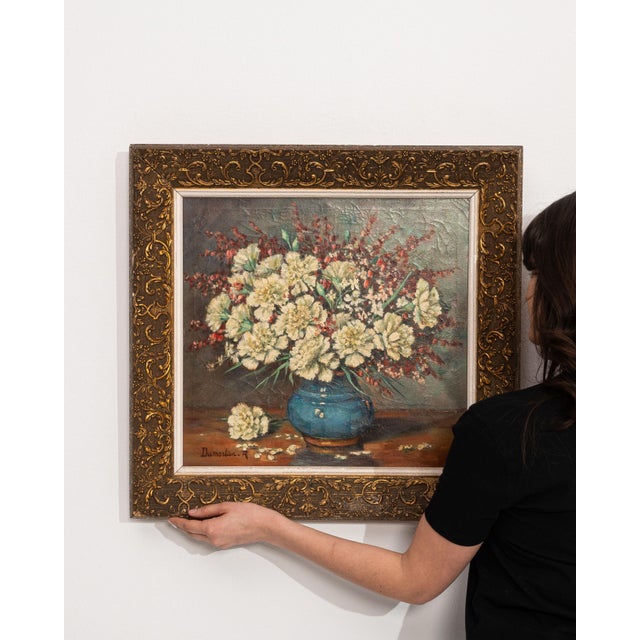 Early 20th Century Belgium Blue Canvas Painting For Sale - Image 10 of 15