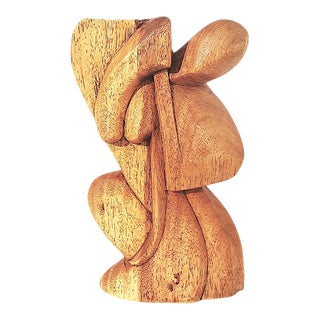 Late 20th Century Untitled Modernist Carved Wood Sculpture For Sale